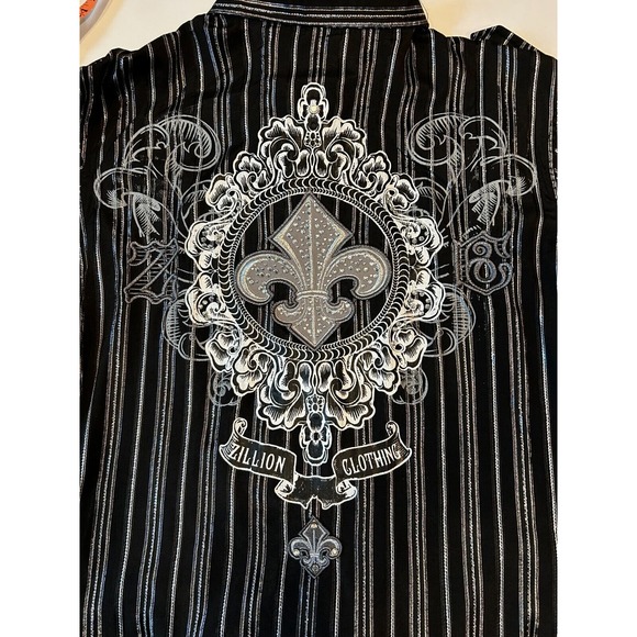 Zillion Women's Western Style Black and Silver Bling Short Sleeve Blouse Medium‎ - Picture 5 of 7